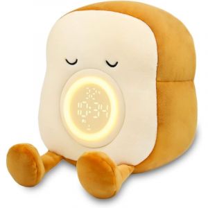 Adorable Reveil Enfant,Toast Mignon Reveil Fille,reveil Pedagogique avec Support pour T&eacute;l&eacute;phone,Rechargeable Et Gradable Veilleuse Enfant,R&eacute;veil