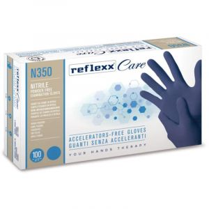 Gants en nitrile Reflexx N350 sans acc&eacute;l&eacute;rateurs Micro-rough 3,2 gr Cat.3 100 pi&egrave;ces xs