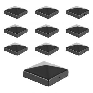 Einfeben - 10x Capuchon de poteau Facile à installer Chapeau pointe de diamant pour poteau bois Chapeau pour poteau carré noire 9191mm