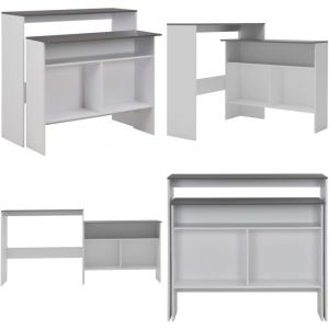 Table de bar avec 2 dessus de table Blanc et gris 130x40x120 cm - Table De Bar - Table Haute - Meuble Salle à Manger - Table Repas - Table Blanche
