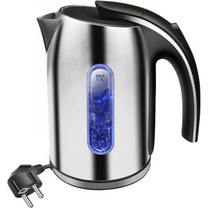 Bouilloire &eacute;lectrique Inox avec illumination LED, capacit&eacute; de 1,7 litres, Bouilloire &Eacute;lectrique en acier inoxydable, 2200W sans BPA, Auto-Arr&ecirc;t &