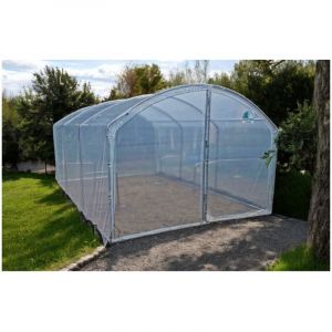 Les Serres Tonneau - Serre tunnel de jardin 18m&sup2; dim. 6L x 3l x 2,17H m 2 portes pivotantes pieds droits b&acirc;che pe 200&micro; haute densit&eacute; transparente