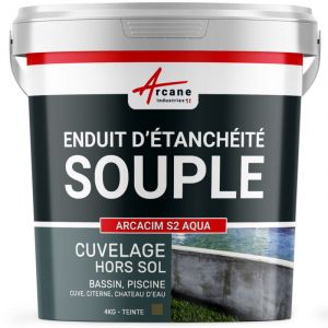 Arcane Industries - tanchéité, bassin, citerne, béton, enduit, souple, pour ouvrage hors-sol ou fissuré, piscine, sous carrelage : Arcacim S2 aqua