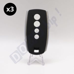 Lot de 3 King Gates Télécommandes Stylo 4K Noir - Fréquence 433.92 MHz - 4 Canaux - Sécurité Rolling Code - Portée jusqu'à 150m - Compatible Portails