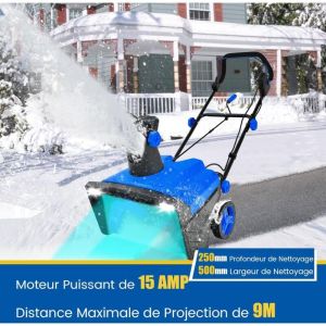 Costway - Souffleuse à Neige Électrique Manuelle avec 2 Lumières led, Déneigeuse Filaire 15 a 500 mm avec Goulotte Rotative à 180° Distance de
