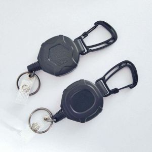 Lot de 2 Porte Clef Retractable, Enrouleur Badge Porte Badge Enrouleur Robustes, Mousqueton Porte Cl&eacute; R&eacute;sistants avec Longe en Acier R&eacute;tractable de