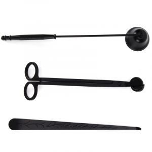 3 pi&egrave;ces ensemble d'accessoires de bougie bougie coupe-m&egrave;che coupe coupe &eacute;teignoir extincteur m&egrave;che louche cadeau fournitures noir