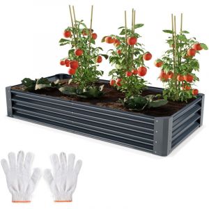 Carr&eacute; Potager de Jardin sur&eacute;lev&eacute; en acier Antracite 30x90x180cm M pour balcon ou jardin