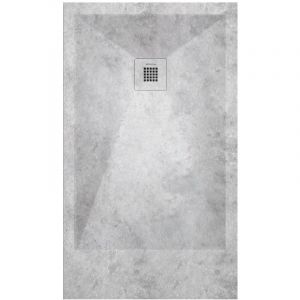Kroos ® - Receveur de douche Béton, finition Lisse Stone 3D, grille de couleur - 70 x 70 cm