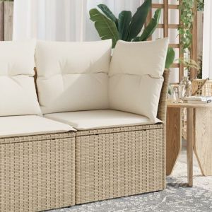 Maisonchic - Canapé d'angle de jardin, Salon de jardin, Banquette de jardin avec coussins beige résine tressée togp40682 design in