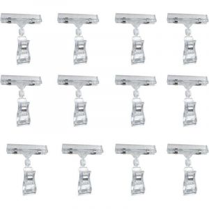 Clip De Signe De Marchandise Plastique Signe Clips Clair Pince &eacute;Tiquette Porte-&eacute;Tiquette De Prix Pince Rotatif Titulaire Pr&eacute;sentoir 12 Pi&egrave;ce Clips