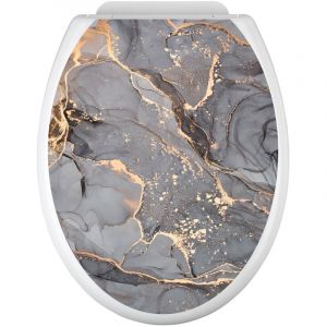 Stickers Abattant wc - Effet Marbr&eacute; - 35x43 cm - Adh&eacute;sif + Protection mate