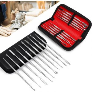 Lot de 10 outils de sculpture &agrave; double extr&eacute;mit&eacute; en acier inoxydable pour sculpture de cire, outils de poterie pour sculpter, sculpture en c&eacute;ramique