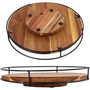 Sollbry - Plateau Tournant Epices Rangement, Porte Epices Cuisine Bois Rond 25cm 30cm, Plateau Pivotant Placard Cuisine 360° Organisateur Epices