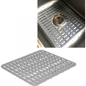 Tapis d'&eacute;vier pour &eacute;vier en acier inoxydable/c&eacute;ramique, protections d'&eacute;vier en PVC pour fond d'&eacute;vier de cuisine, vaisselle et verrerie, &eacute;vacuation