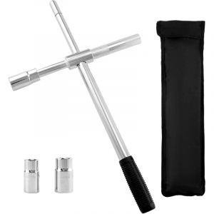 Cl&eacute;&agrave; roue t&eacute;lescopique avec douilles 17/19mm et 21/23mm, Cl&eacute; croix pour changer les pneus de voiture, &Eacute;tendre jusqu'&agrave; 60cm