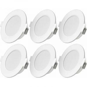 Spot LED encastrable ultra-plat 6W LED Spot 230V IP44 Blanc chaud Lot de 6 lampes LED encastrables Profondeur d'encastrement 26mm Mini Slim Spot de