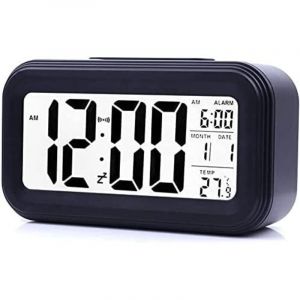R&eacute;veil Digital R&eacute;veil Matin, Horloge Num&eacute;rique R&eacute;veil &agrave; Pile Silencieux pour Enfants Adultes Grand &eacute;cran LED Temp&eacute;rature Calendrier(Noir)