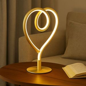 Globo Lighting - Lampe de table led Lampe d'appoint Lampe de chambre à coucher cœur doré Lampe de chevet, métal aluminium, 1x led blanc chaud, h 23,5
