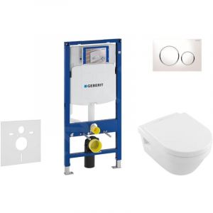 Geberit Duofix - B&acirc;ti-support pour WC suspendu avec plaque de d&eacute;clenchement Sigma 20, blanc/chrome brillant+ Villeroy Boch &ndash; cuvette et abattant,