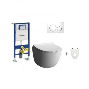 Pack Wc suspendu Geberit sans bride Plaque de commande geberit: Sigma20 blanc/chrom&eacute; brillant