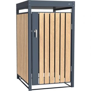 AXI - Leon Cache Poubelle Métallique Effet Bois/Jardinière - Abri poubelle pour 1 conteneur - Max. 240L - Abri Poubelle Extérieur avec Excellente