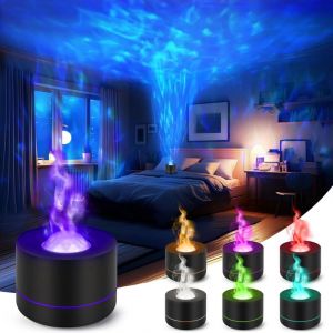 Diffuseur Huiles Essentielles, Diffuseur Parfum Maison avec Projection LED 7 Couleurs, Lampe Diffuseur pour Chambre Salon Bureau, Noir