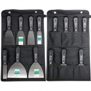 Couteaux à Enduire Jeu de Spatules en Acier Ensemble de Couteaux à Mastic Lot de 7 pièces Avec Sac De Rangement Grattoir Mural Poignée En Plastique