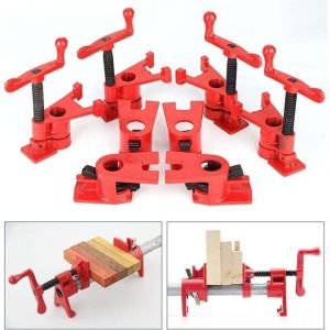 Serre joint 4 pi&egrave;ces 3/4" Serre-Joint en Tube Collier de Serrage Dispositif de Serrage Rapide &agrave; Bois Vertical &agrave; Manivelle Pince &agrave; bois Travail du