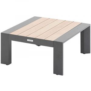 Hesperide - Table basse de jardin petit mod&egrave;le en aluminium effet bois evasion