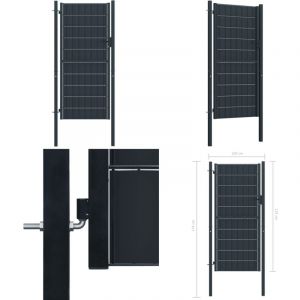 Portail de clôture pvc et acier 100x124 cm Anthracite - Portail De Cloture - Portillon - Clôture Jardin - Porte De Jardin - Porte Aluminium - Home &