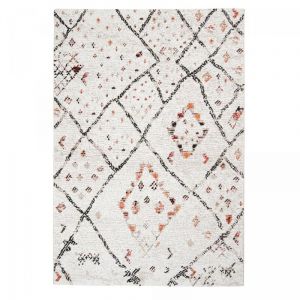 Tapis berbère motifs tribaux 160x160 crème carré LYN8 moryla
