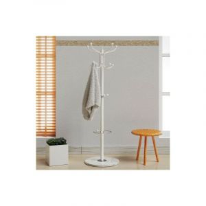 Porte-manteau blanc 1,7m Crochets droits, pied marbre