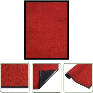 The Living Store - Paillasson Rouge 40x60 cm - Tapis D'entr&eacute;e - Paillasson Int&eacute;rieur - Paillasson Ext&eacute;rieur - Tapis Absorbant - Tapis Antid&eacute;rapant