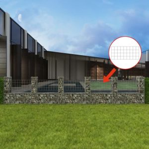 Panier de gabion Mur en gabion Cl&ocirc;ture de gabion en forme de U Acier galvanis&eacute; 570x20x100 cm 55156