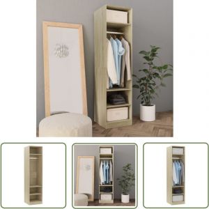 Garde-robe Chêne sonoma 50x50x200 cm Bois d'ingénierie - Armoire - Meuble Rangement - Dressing - Placard - Commode - The Living Store