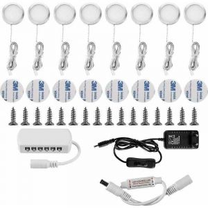 Lampe Sous Meuble LED Eclairage Sous Placard Vitrine Spot Encastrable 16W pour Placard Meuble Cabinet Cuisine Blanc Froid 6000K (Lot de 8)