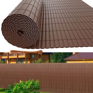 Einfeben - Canisse en pvc double face,90% d'occultation,Marron,H.120 cm x L.600 cm