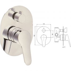 Mitigeur de douche encastré avec inverseur complet moderne