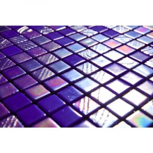 Mosaïque de verre sur maille pour salle de bain ou cuisine 32.5cm x 51.5cm - Alves Blend Cobalt