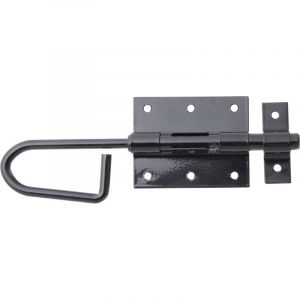 Verrou ba&iuml;onnette noir avec g&acirc;che fix&eacute;e &ndash; Acier plastifi&eacute; &ndash; platine 80 x 66 mm &ndash; Marque Alberts