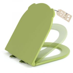 AquaWise Abattant WC avec Frein de Chute Cuvette WC Charni&egrave;re R&eacute;glable D&eacute;montage Rapide, Duroplast Facile Nettoyer Antibact&eacute;rien Vert