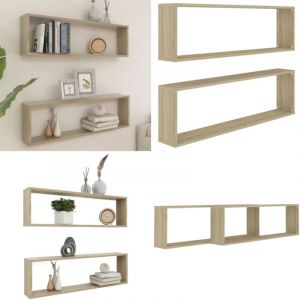 Vidaxl - tagères cube murales 2 pcs chêne sonoma bois d'ingénierie - Etagere Murale - Etageres Murales - Étagère Cube - Étagères Cubes - Décoration