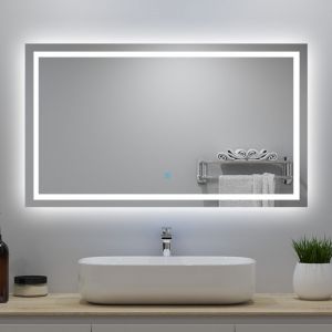 Ocean Miroir de salle de bain LED 110x70cm, Tricolore + anti-bu&eacute;e + m&eacute;moire + lumi&egrave;re gradation