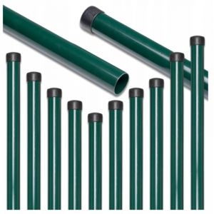 Poteaux de cl&ocirc;ture pour grillage, diam&egrave;tre rond 48 mm, hauteur 2 m, vert, lot de 8