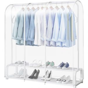Housse de Protection pour Portant &agrave; V&ecirc;tements,Housses de V&ecirc;tements,Housse de Portant &agrave; V&ecirc;tements Transparente Anti-Poussi&egrave;re avec Fermetures