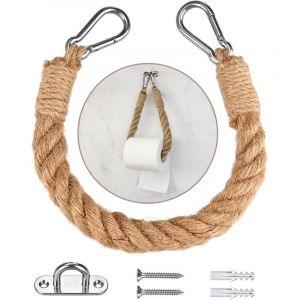 Porte-serviette en Corde de Chanvre Porte Papier Toilette Corde Style Ins Support de Rouleau de Serviette Toilette Vintage avec Vis Accessoire de