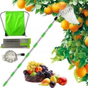 Cueille Fruit telescopique,3.2m Ramasse Pomme,Cueilleur de Fruits Amovible,Outil Cueillette Jardin Arbre Poires P&ecirc;ches cueille Fruit