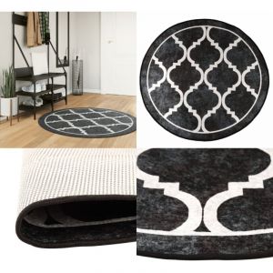 Vidaxl - Tapis lavable noir et blanc &oslash; 120 cm antid&eacute;rapant - Tapissalon - Tapis Design - Tapis Antid&eacute;rapant - Tapis Rond - Tapis Noir Et Blanc - Home