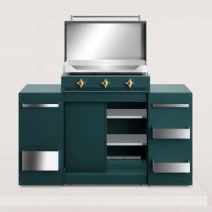 Verycook - Plancha gaz chrome dur 3 feux Excellence + Couvercle + Cuisine d'extérieur 8 à 12 pers. 3 brûleurs (en forme de h)